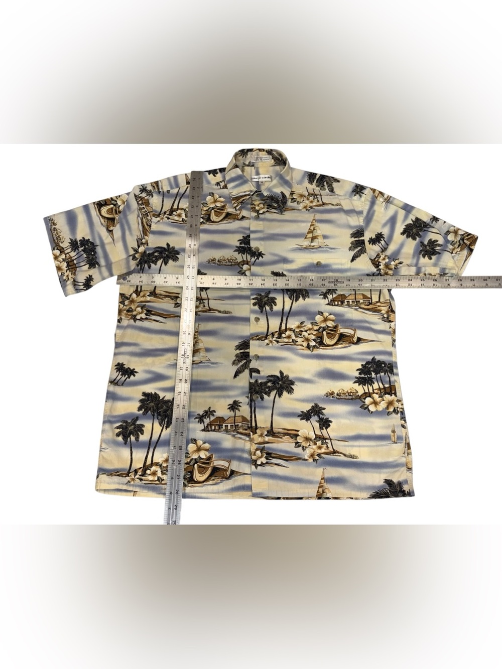 Vintage Pierre Cardin Tropical Shirt Cotton Short Sleeve Hawaiian Button Up Sz M - Picture 5 of 6